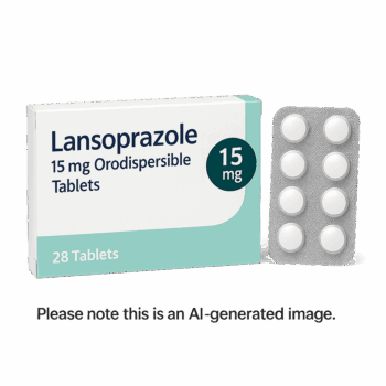 Box of Lansoprazole 15 mg Orodispersible Tablets used for acid reflux